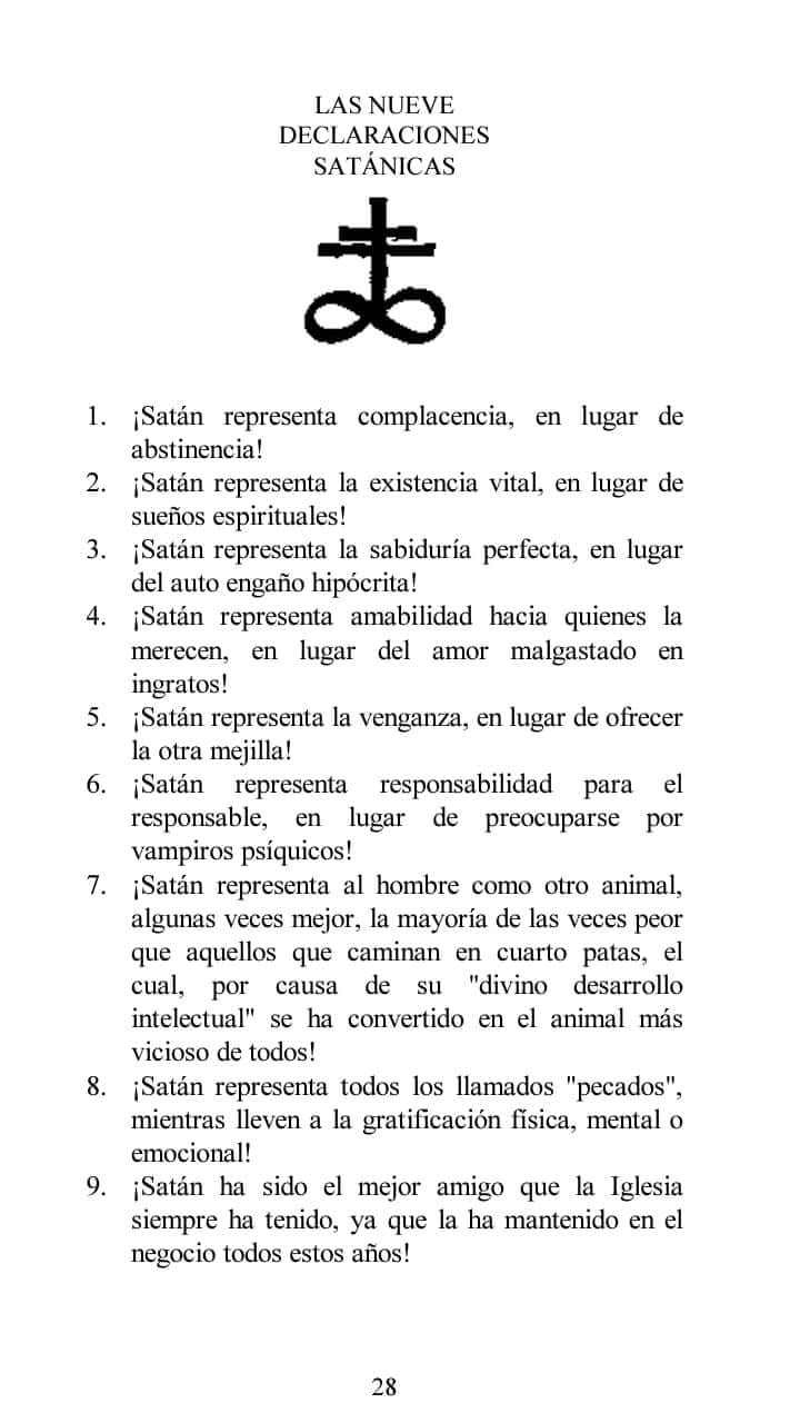 9 declaraciones satanicas - Leyes de Satan